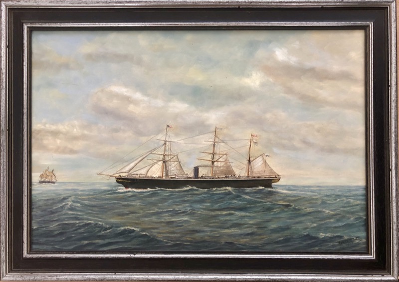 Gemälde Dampfschiff Bremen I